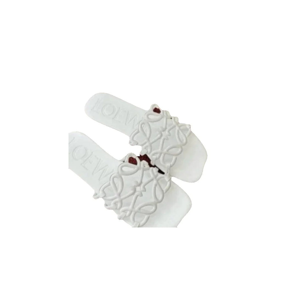 LOEWE PETAL ANAGRAM SANDAL CALFSKIN WHITE