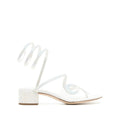 RENÉ CAOVILLA LEATHER FLOWER CLEO SANDAL WHITE