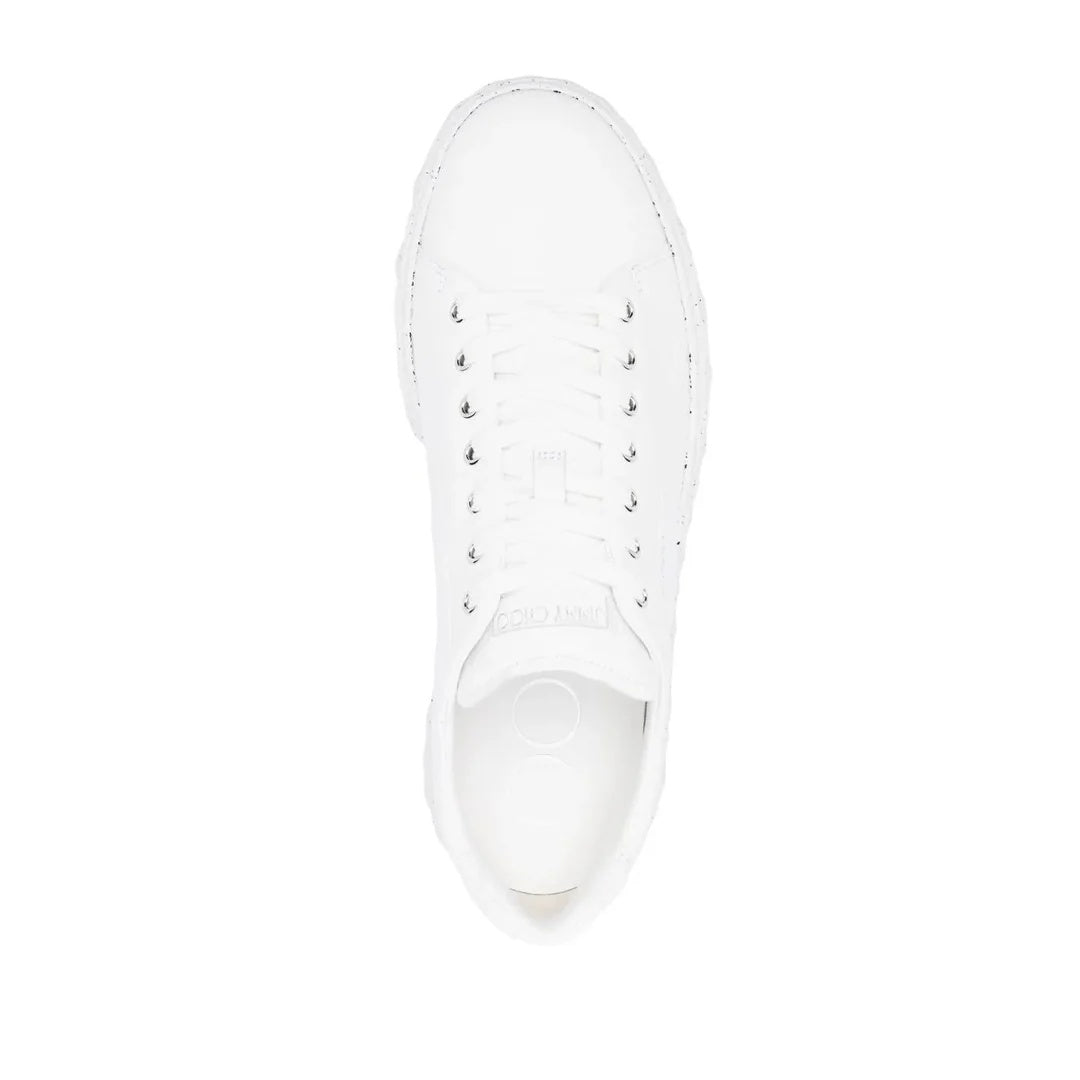 JIMMY CHOO DIAMOND LIGHT FLEX/F LEATHER SNEAKERS WHITE