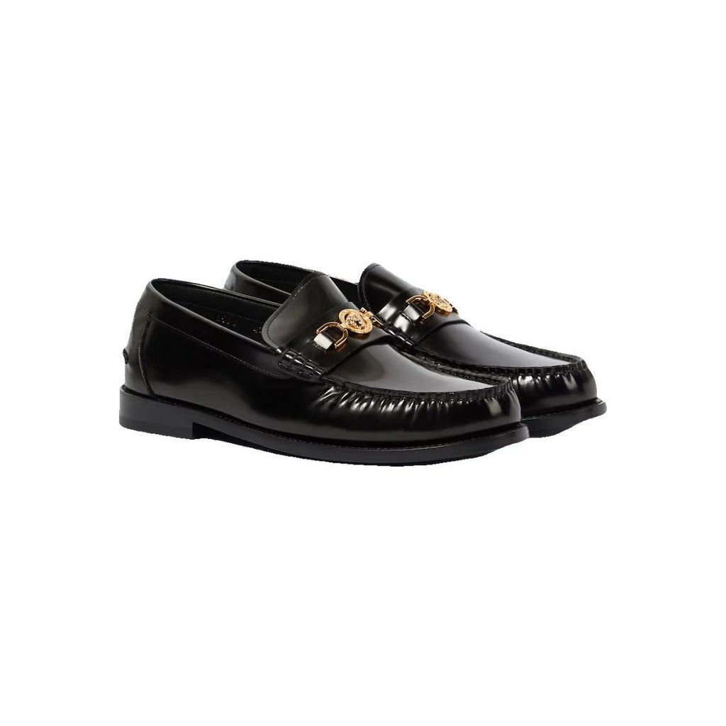 Versace Medusa Calf Leather Loafers - Black