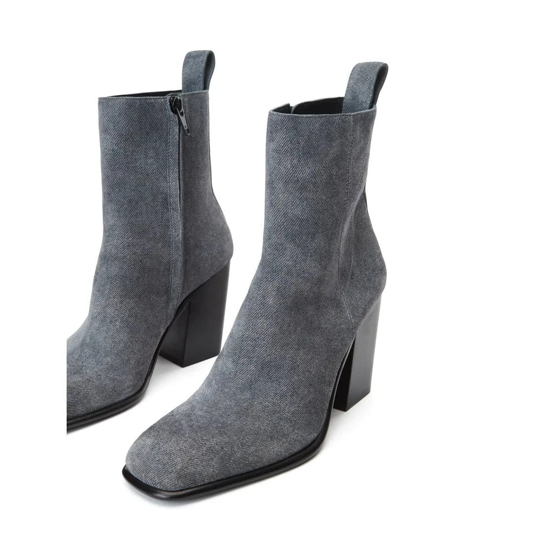 Alexander Wang 95mm Throttle Suede Ankle Boot Black - Gray/Denim