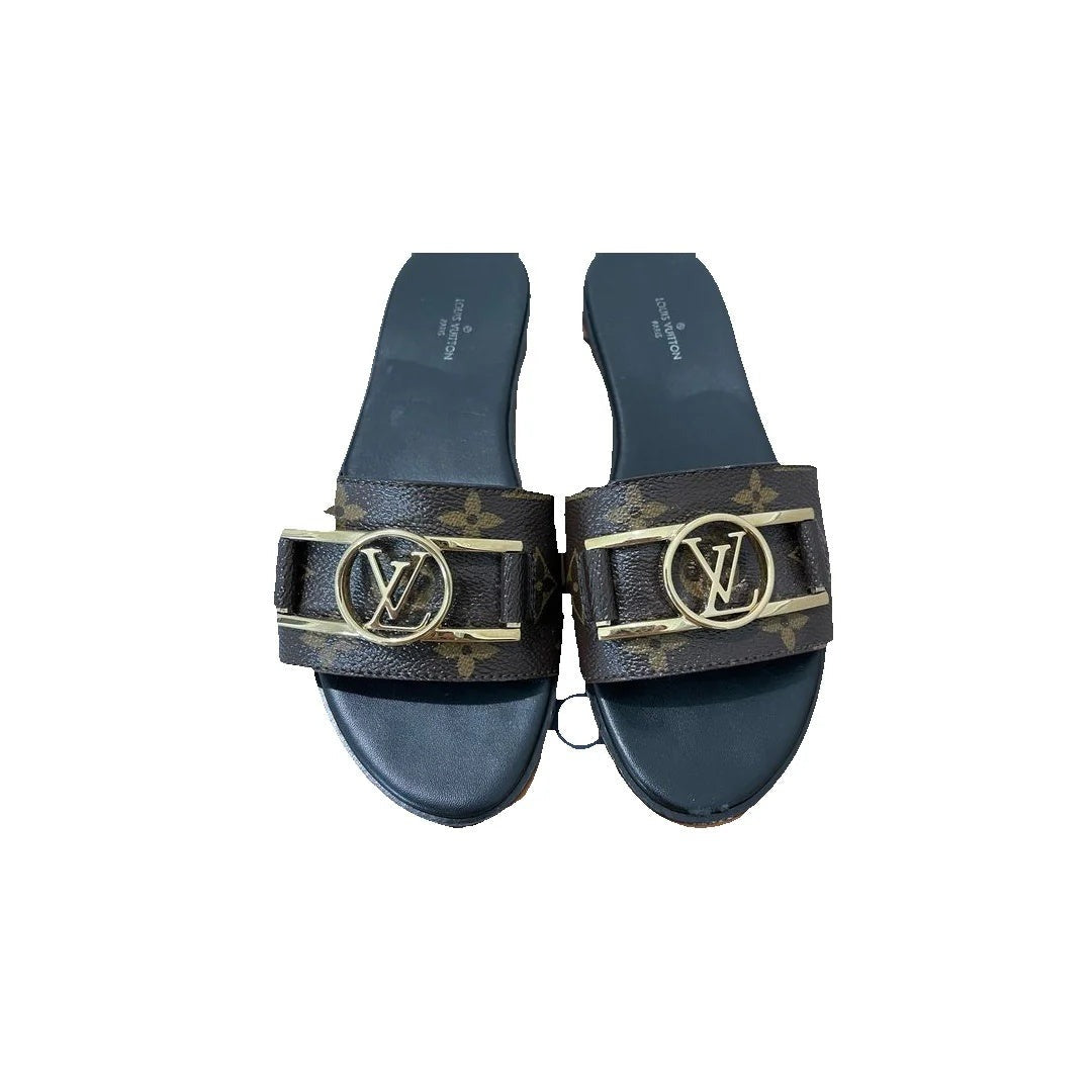 Louis Vuitton Monoglam Lock It Flat Mule - Brown/Monogram
