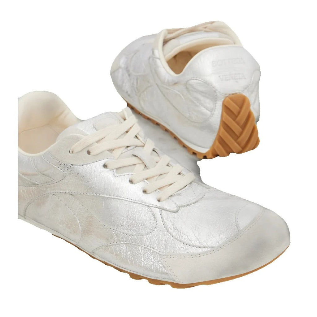 Bottega Veneta Orbit Flash Lace Up Low Top Sneakers - Silver