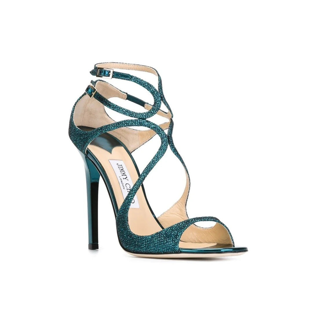 Jimmy Choo Lance Scrappy Ankle Strap Sandals - Teal