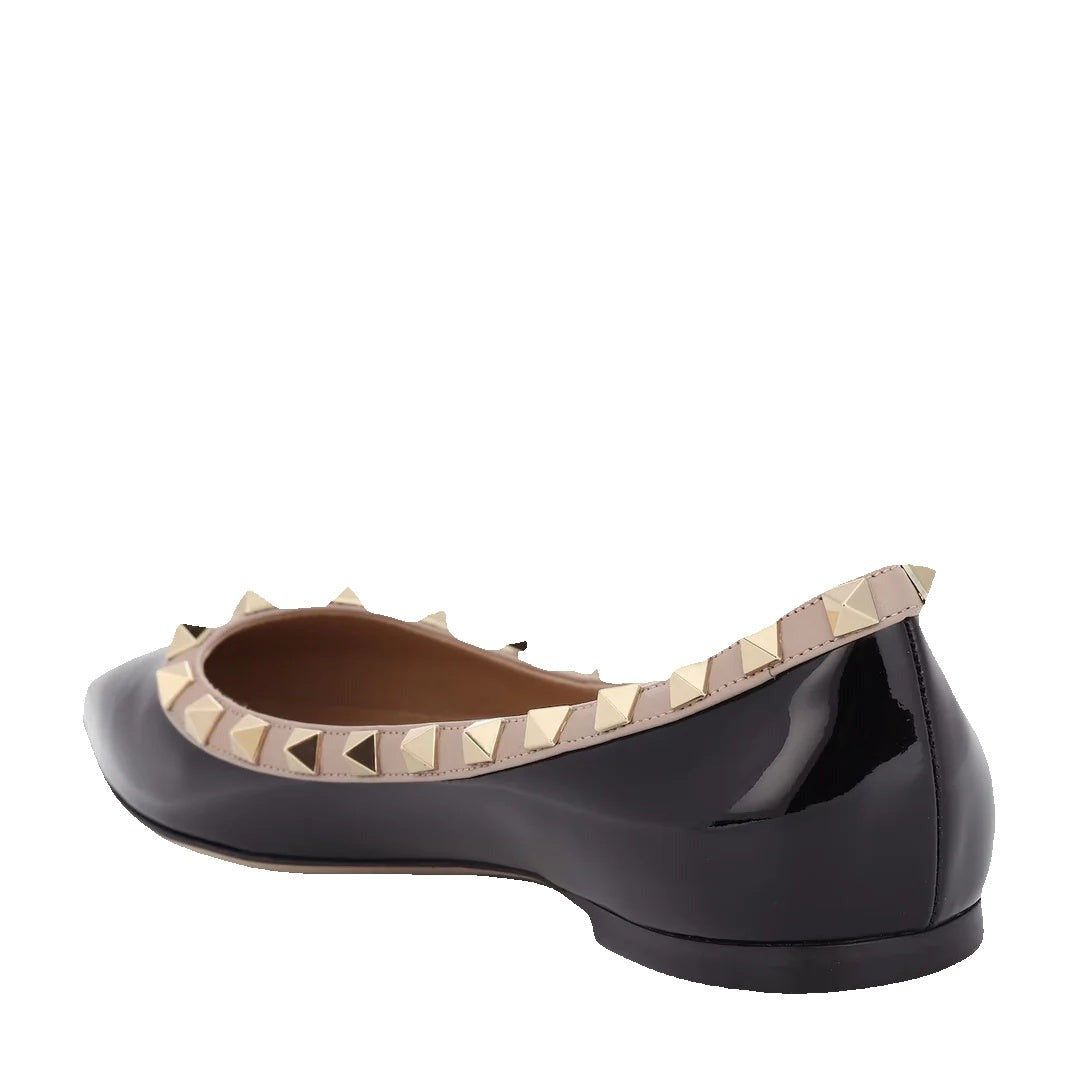Valentino Garavani Tan-Go Patent Leather Ballet Flats - Black