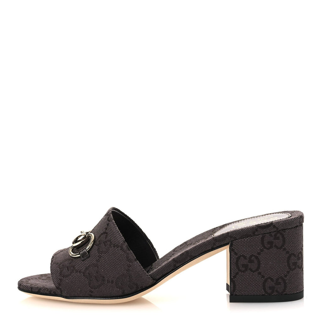 GUCCI HORSEBIT SLIDE SANDALS BROWN