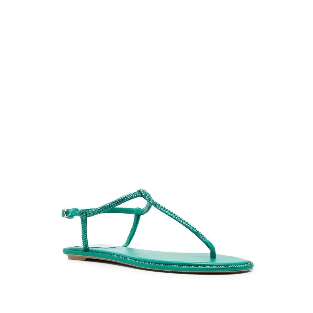 René Caovilla Diana Rhinestone-Embellished Sandal - Green