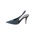 Saint Laurent Slingback Wedge Pumps - Green/Blue Tweed