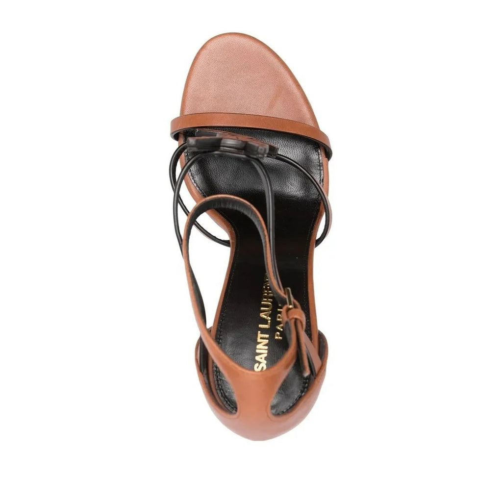 Saint Laurent 100mm Cassandra Open-Toe Sandals - Brown