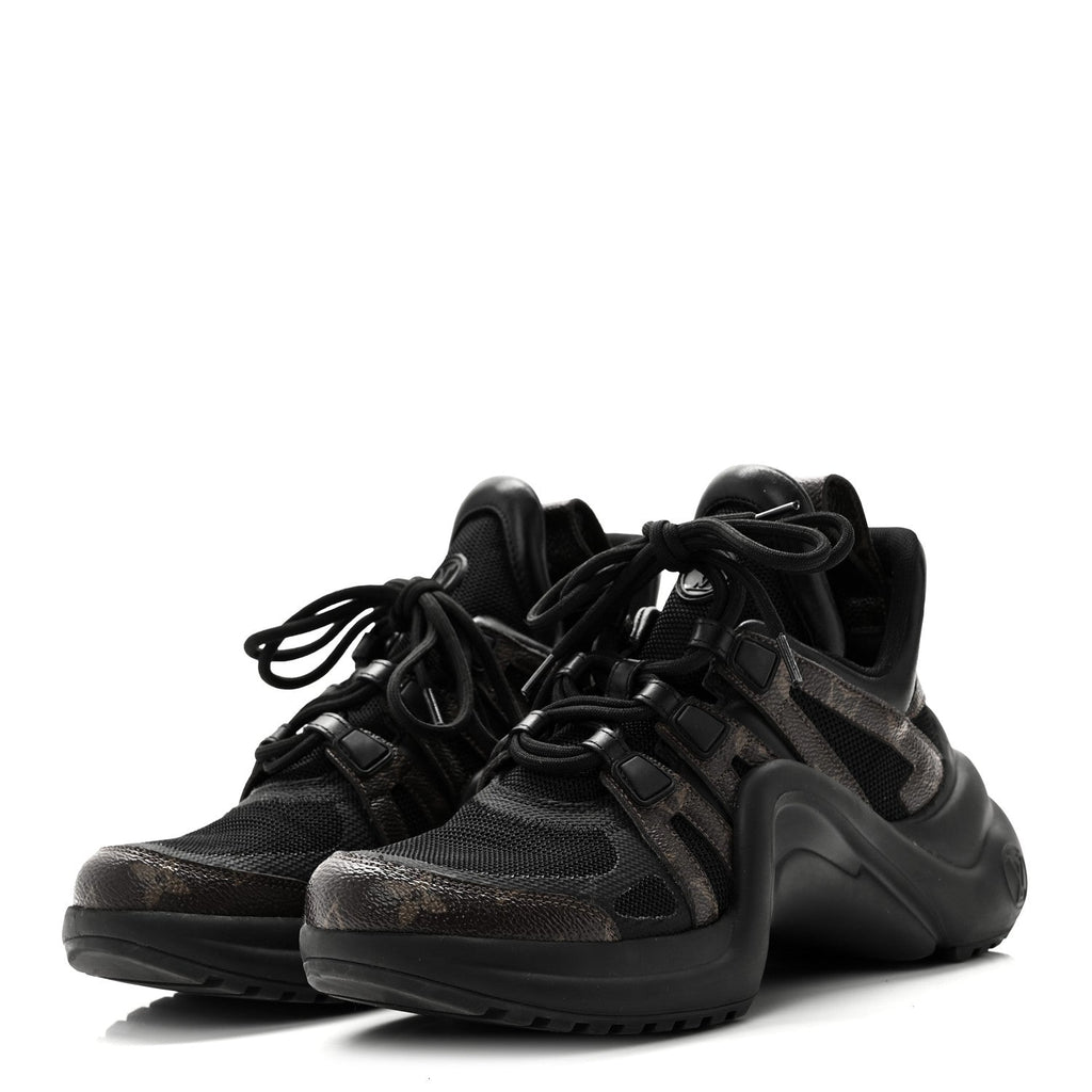 LOUIS VUITTON CALFSKIN PATENT MONOGRAM LV ARCHLIGHT SNEAKER BLACK