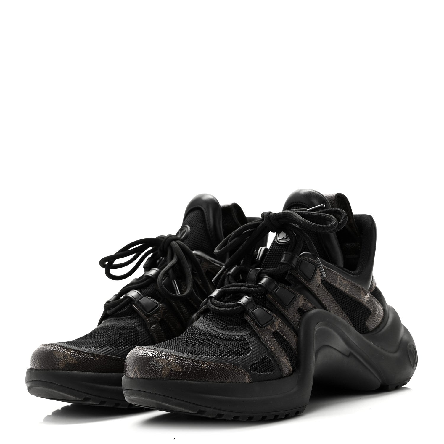 LOUIS VUITTON CALFSKIN PATENT MONOGRAM LV ARCHLIGHT SNEAKER BLACK