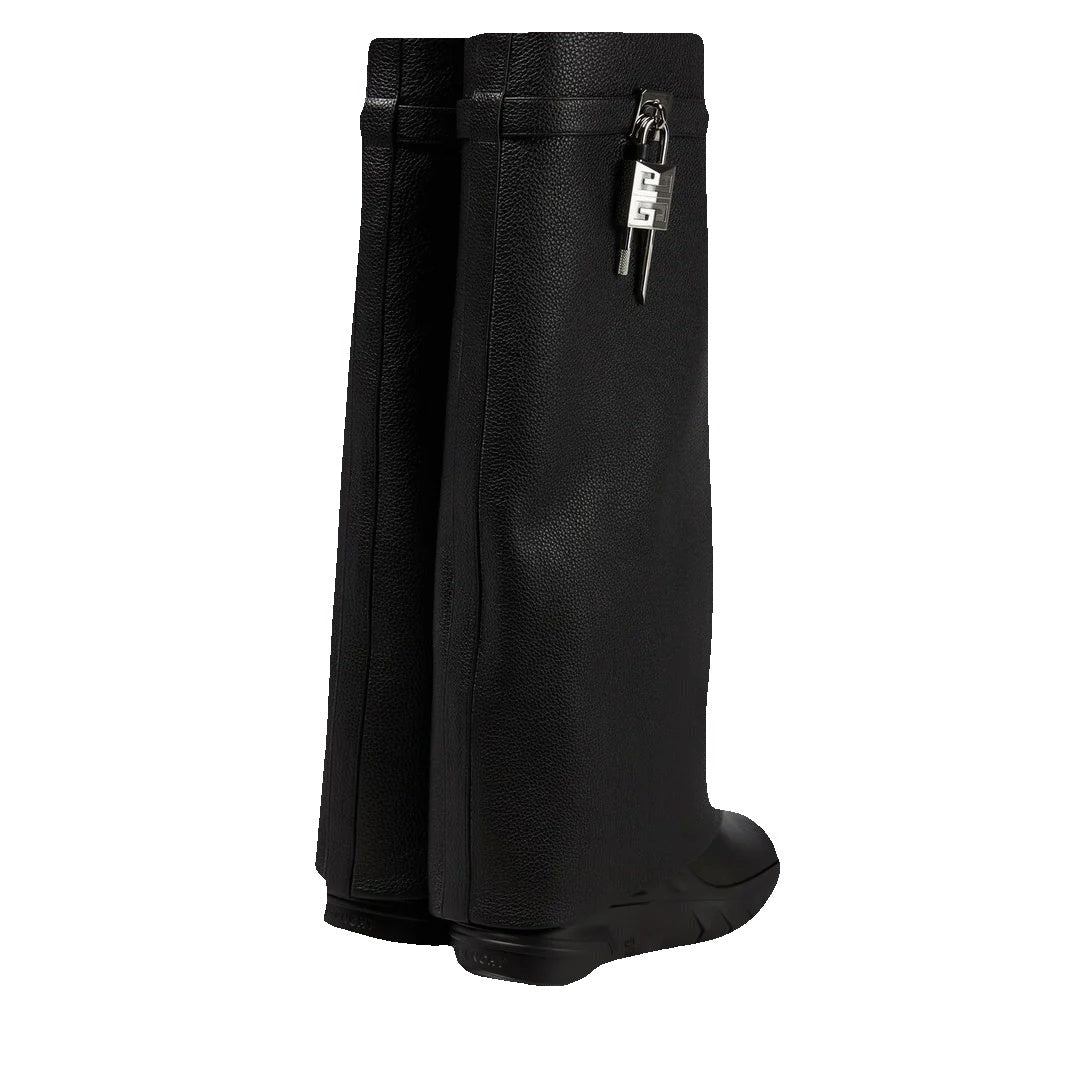 Givenchy Aged Calfskin Cowboy Shark Lock High Boot - Black