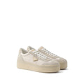 Prada Nylon And Suede Low-Top Sneakers - Cream/Beige