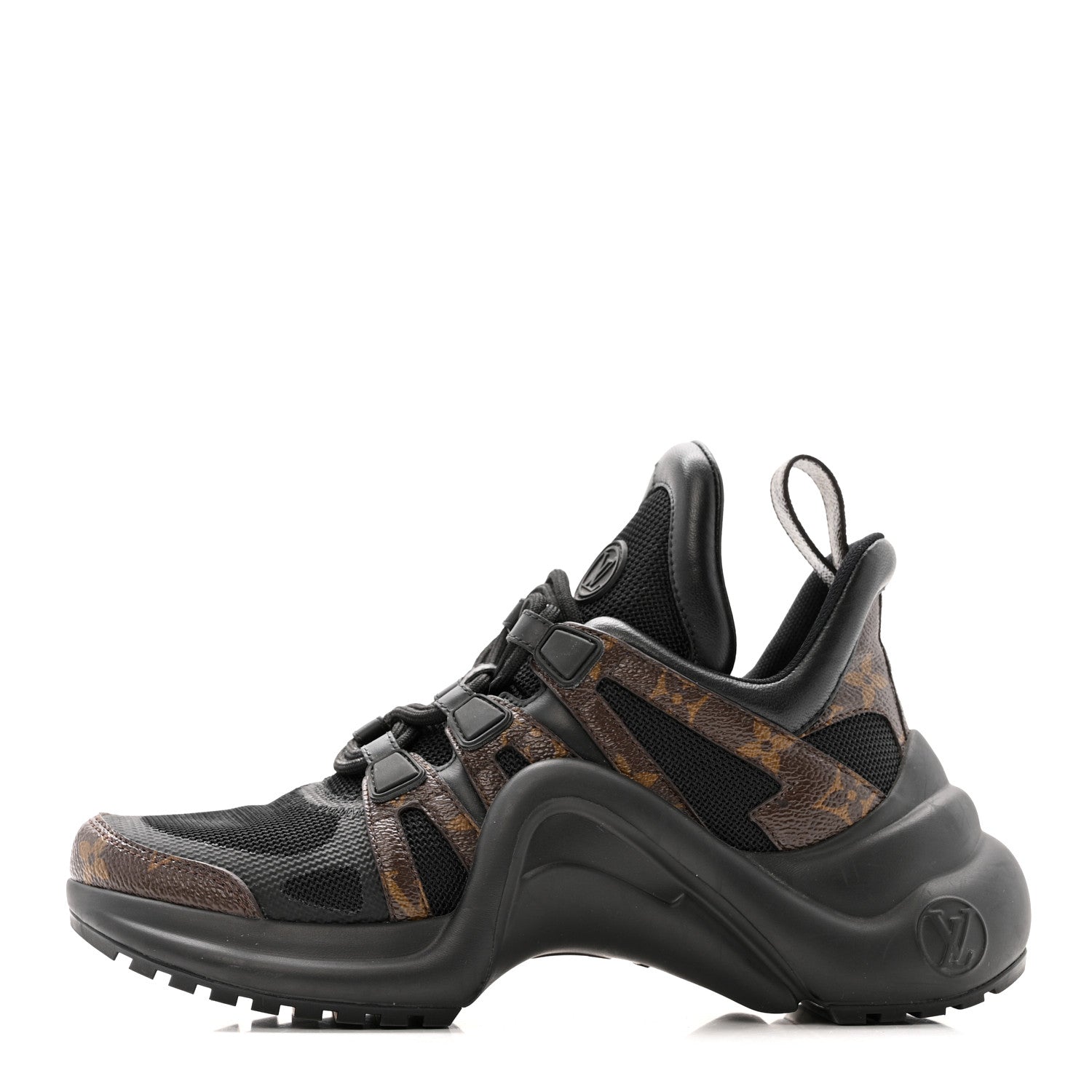 LOUIS VUITTON CALFSKIN PATENT MONOGRAM LV ARCHLIGHT SNEAKER BLACK