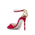 René Caovilla 100mm Cleo Flower-Embellished Leather Sandal - Red