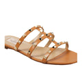 Valentino Garavani Rockstud Calfskin Leather Slide Sandal 60mm - Tan/Brown