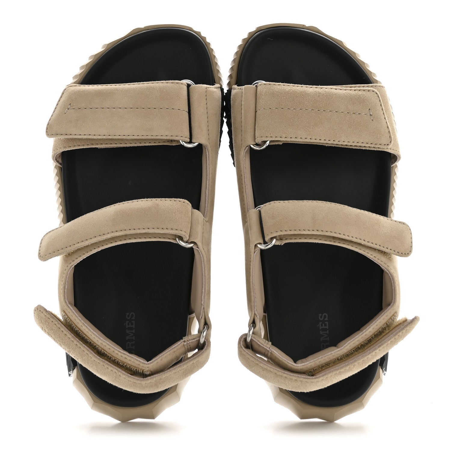 HERMES EZE SANDAL SUEDE GOATSKIN BEIGE CAMEL