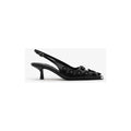 Burberry Chisel Leather Slingback Pumps - Black with floral embellishments