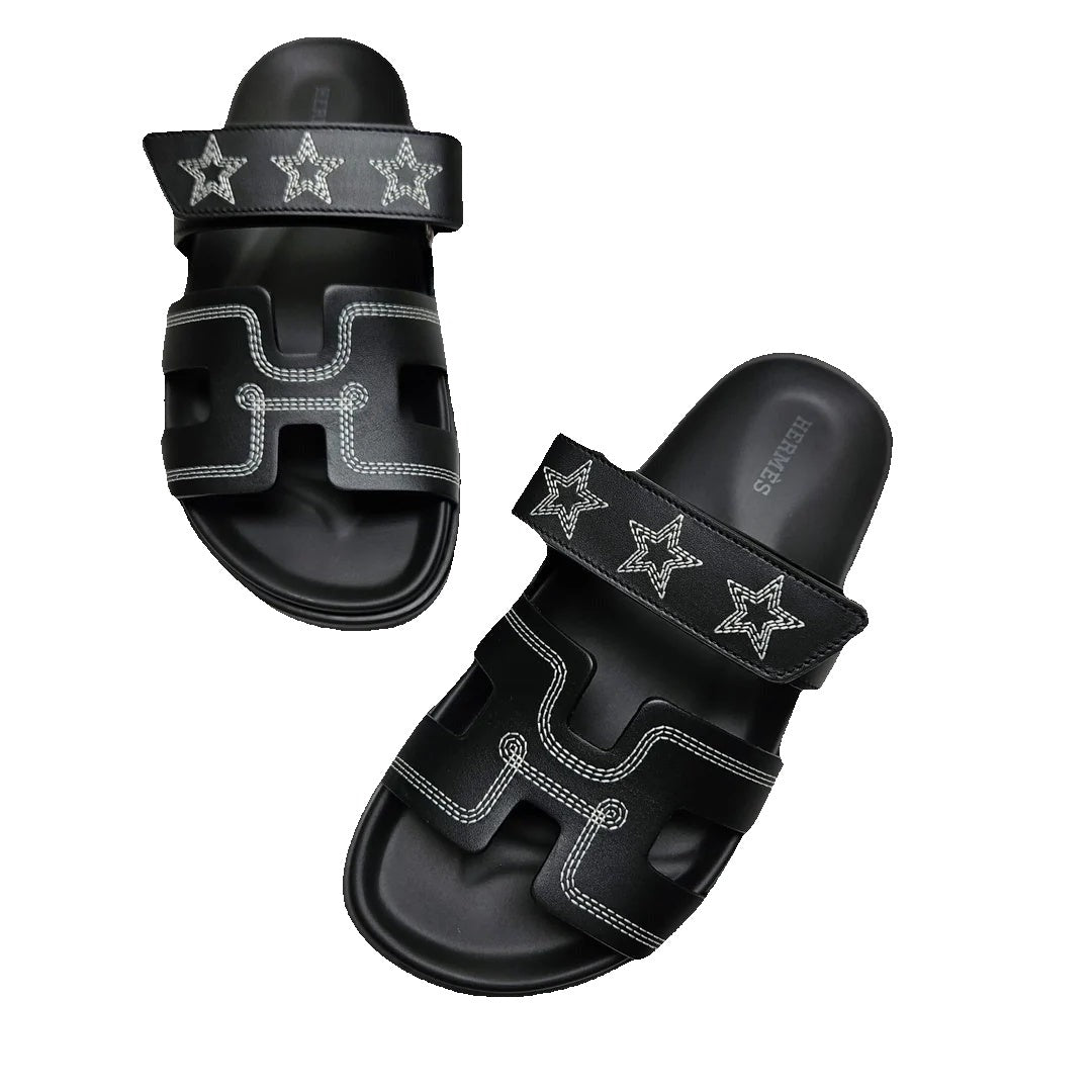 Hermès Hermes Calfskin Chypre Sandal - Black with Stars