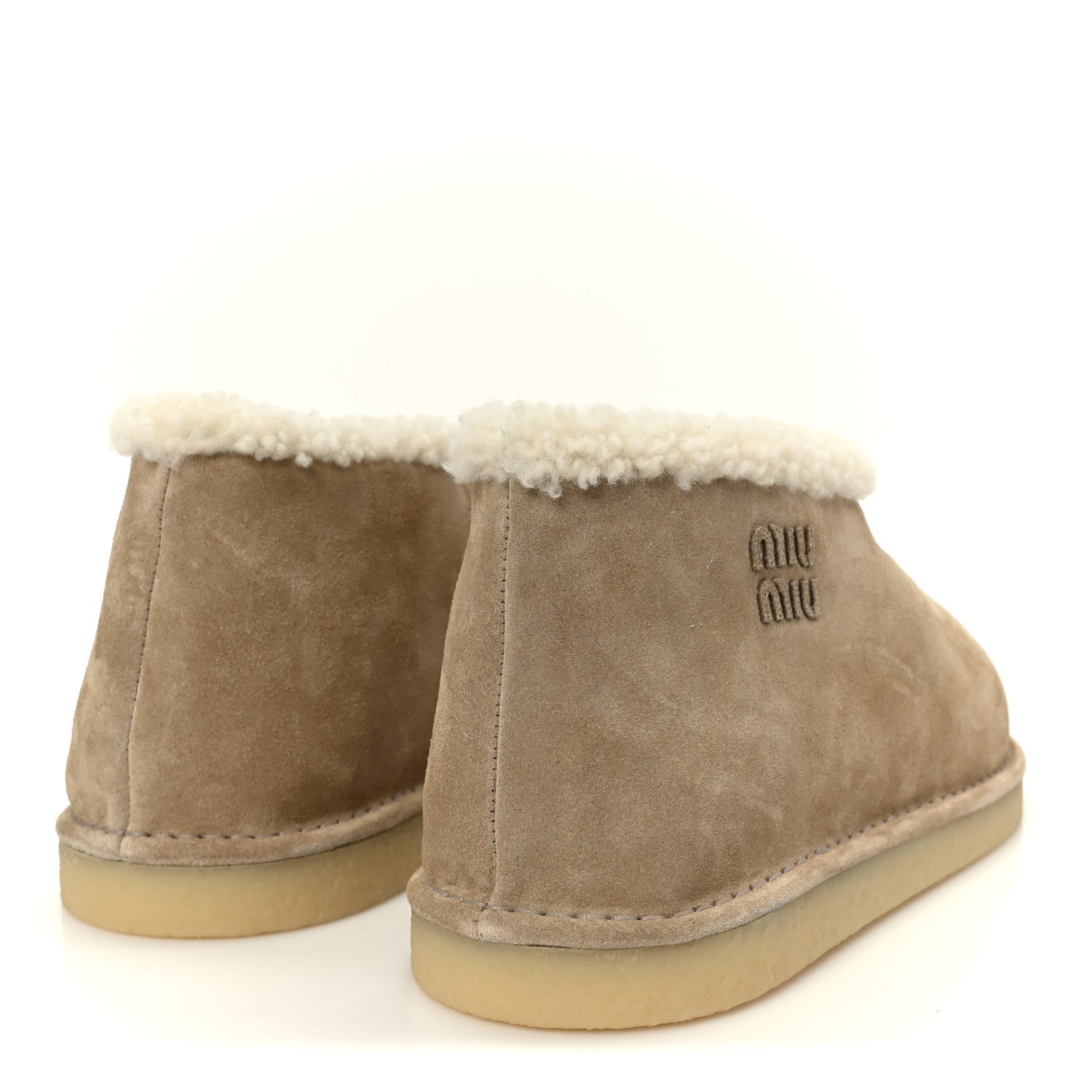 MIU MIU SHEARLING SUEDE ANKLE BOOT DESERTO BLACK