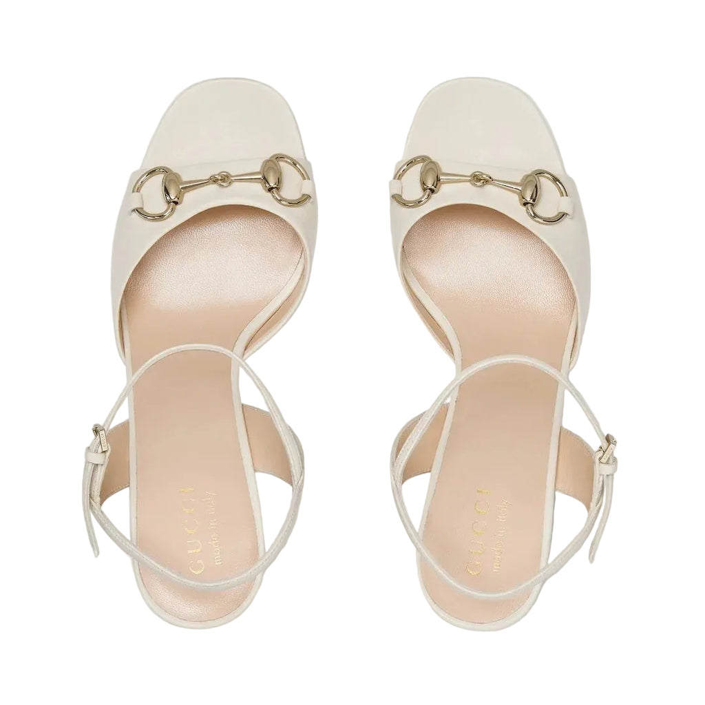Gucci 80Mm Horsebit Sandals - White/Cream