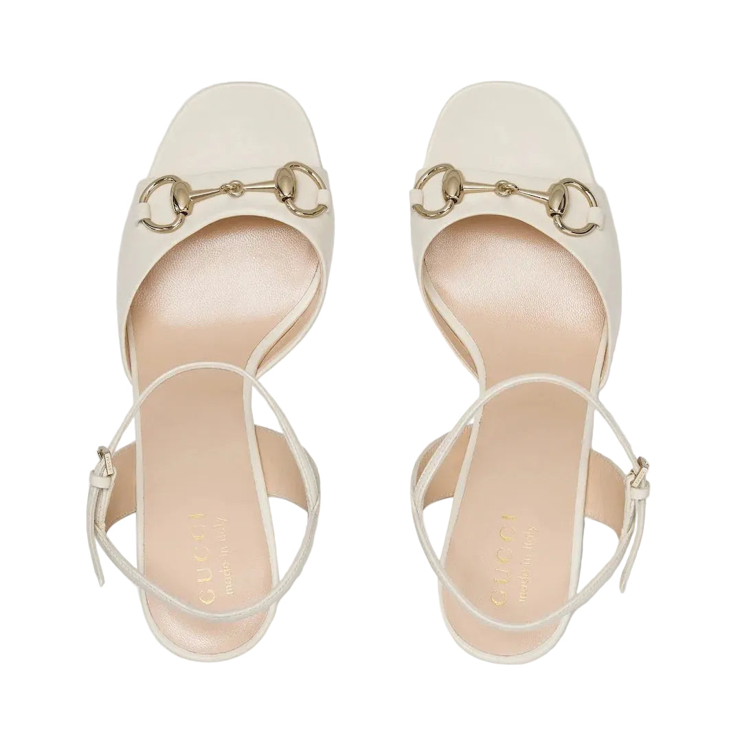 Gucci 80Mm Horsebit Sandals - White/Cream