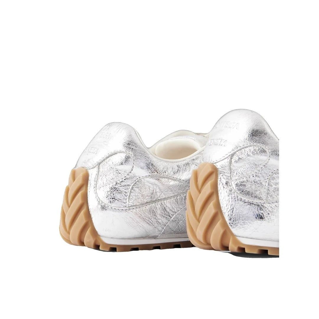 Bottega Veneta Orbit Flash Lace Up Low Top Sneakers - Silver