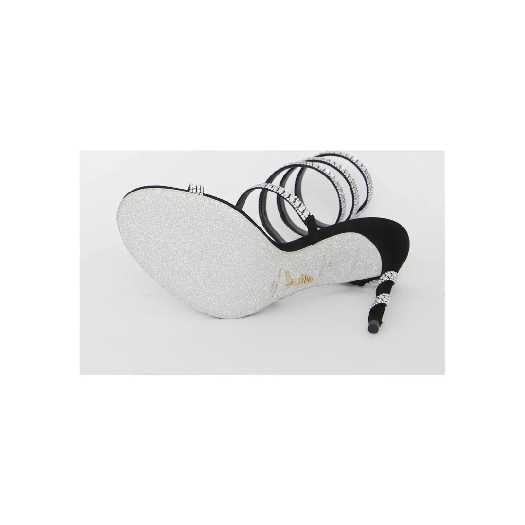 René Caovilla Margot Sandal With Butterflies 105 - Silver/Black