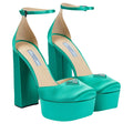 Prada 45 Crystal Embellished Canvas Pumps - Green