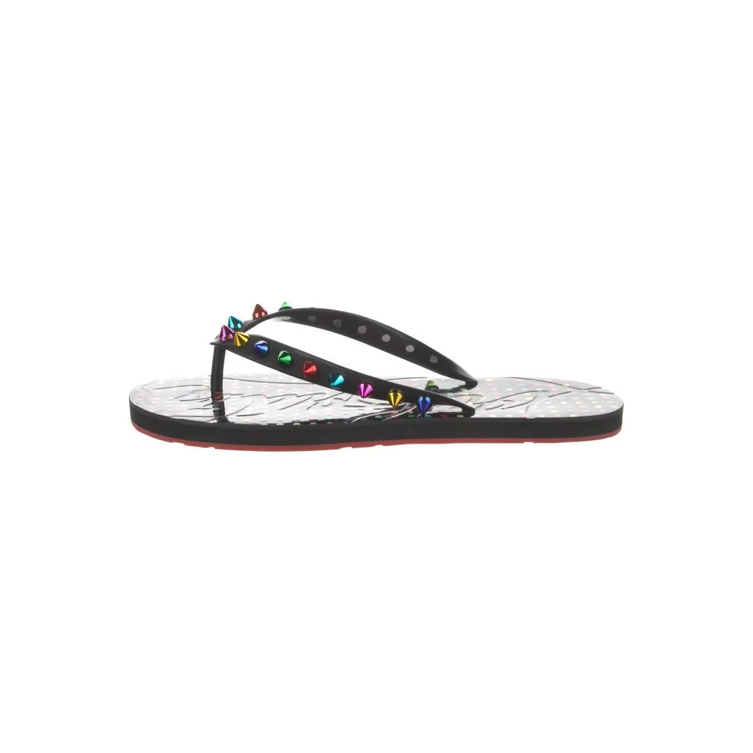 Christian Louboutin Loubi Donna Spike Flip Flops - Black/Multicolor