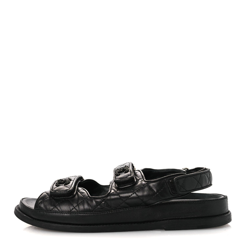 CHANEL DAD SANDALS LAMBSKIN SO BLACK