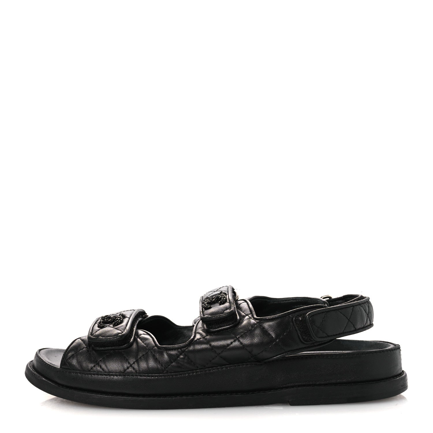 CHANEL DAD SANDALS LAMBSKIN SO BLACK