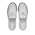 Miu Miu Cognac Woven Leather Penny Loafers - White