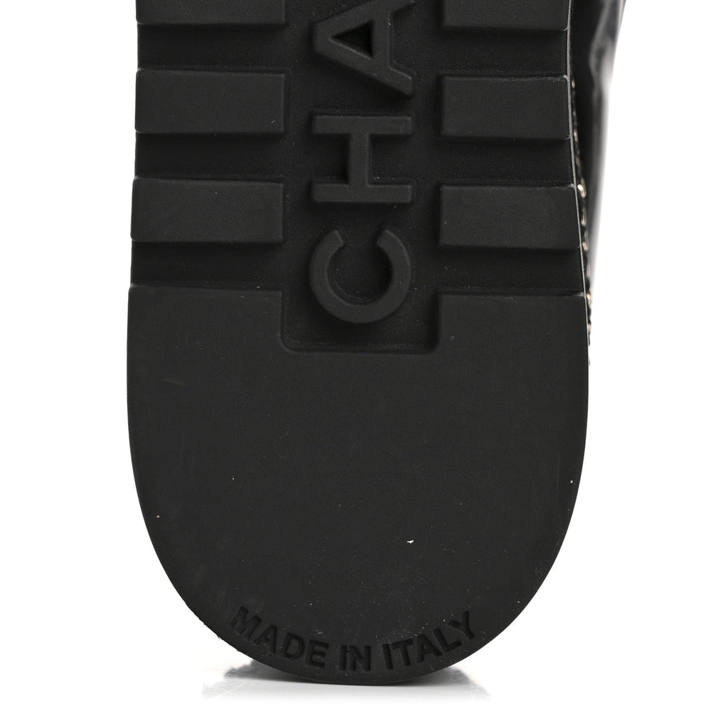 CHANEL CALFSKIN CC PLATFORM LOAFERS BLACK