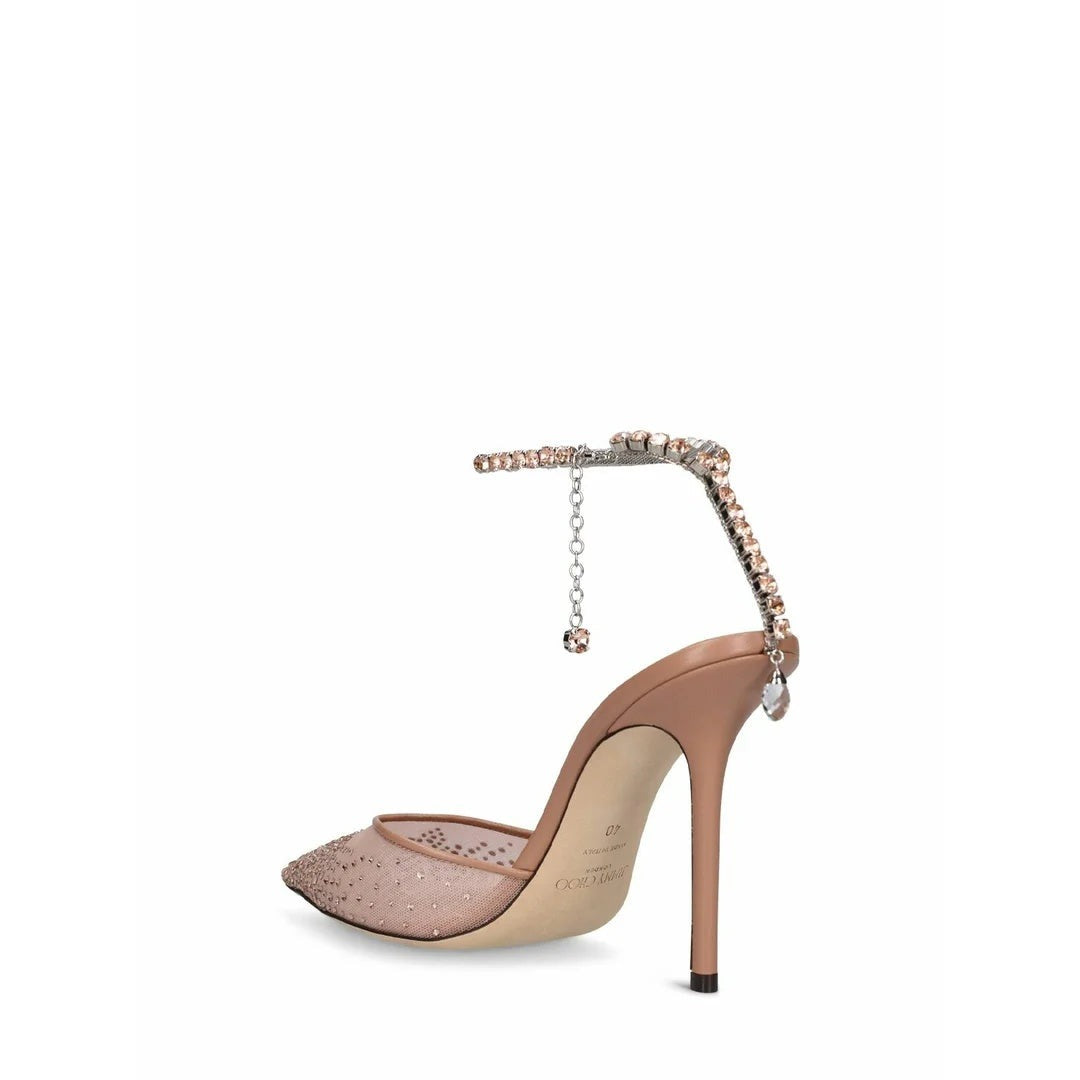 Jimmy Choo Saeda 100 Crystal Mesh Pumps - Nude/Pink