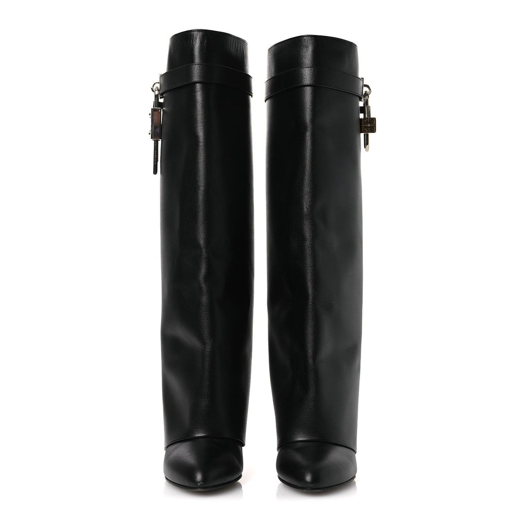 GIVENCHY BOX CALFSKIN SHARK LOCK PANT BOOT NATURAL BLACK