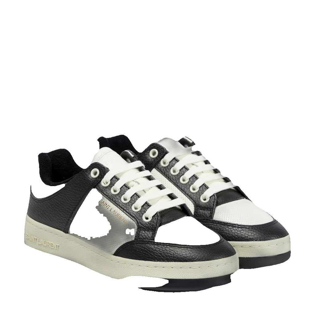Saint Laurent SL/61 Lace-Up Leather Sneakers - Black/White