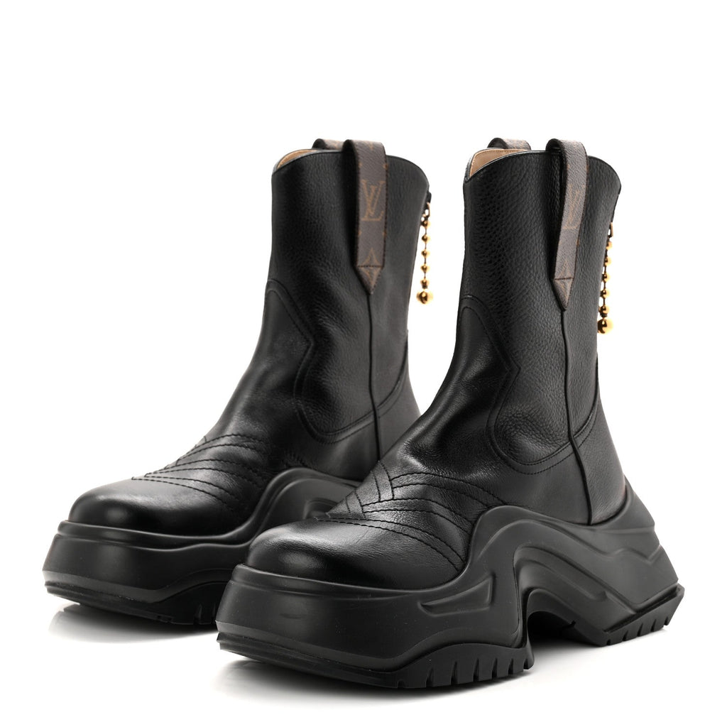 LOUIS VUITTON CALFSKIN MONOGRAM LV ARCHLIGHT . PLATFORM SNEAKER BLACK