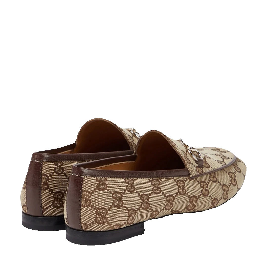 Gucci Velvet GG Monogram Horsebit Jordaan Loafers Blue - Beige/Ebony Canvas