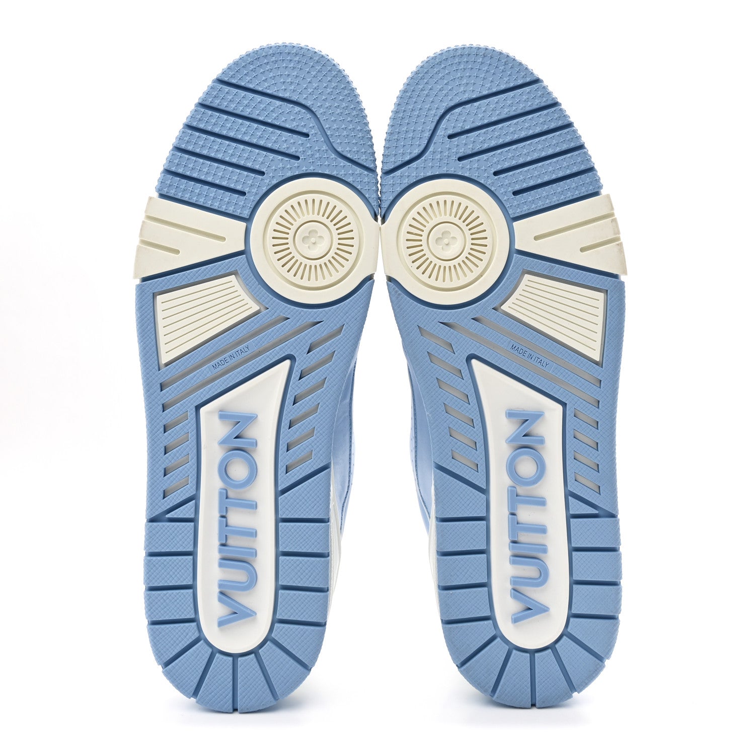 LOUIS VUITTON CALFSKIN EMBOSSED MONOGRAM DENIM LV TRAINER SNEAKERS FULL DENIM BLUE