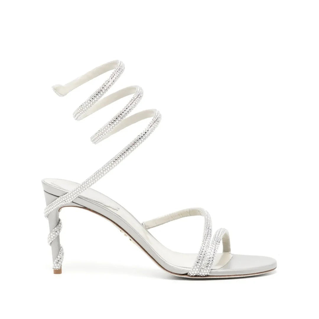 René Caovilla Margherita Pearl Sandal 80 - Silver/White