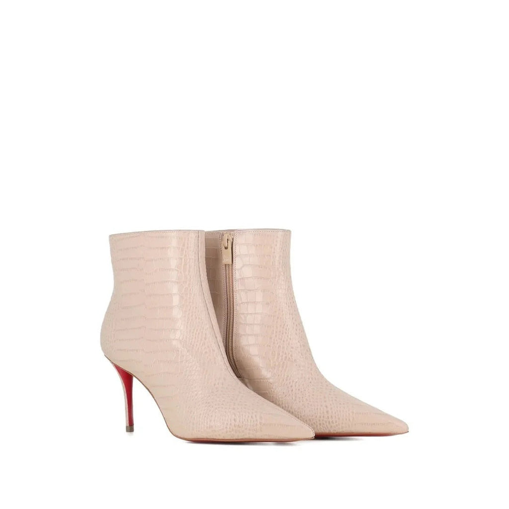 Christian Louboutin Miss Z 80 Leather Ankle Boots - Beige/Nude