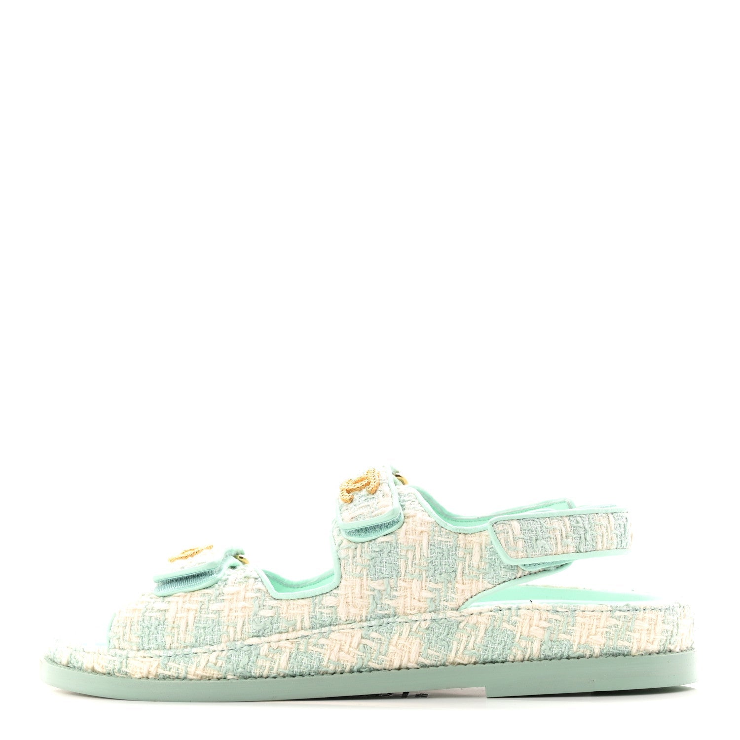 CHANEL TWEED BLUE DAD SANDALS