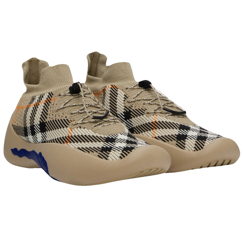 Burberry Check Knit Neptune Sneakers - Sand