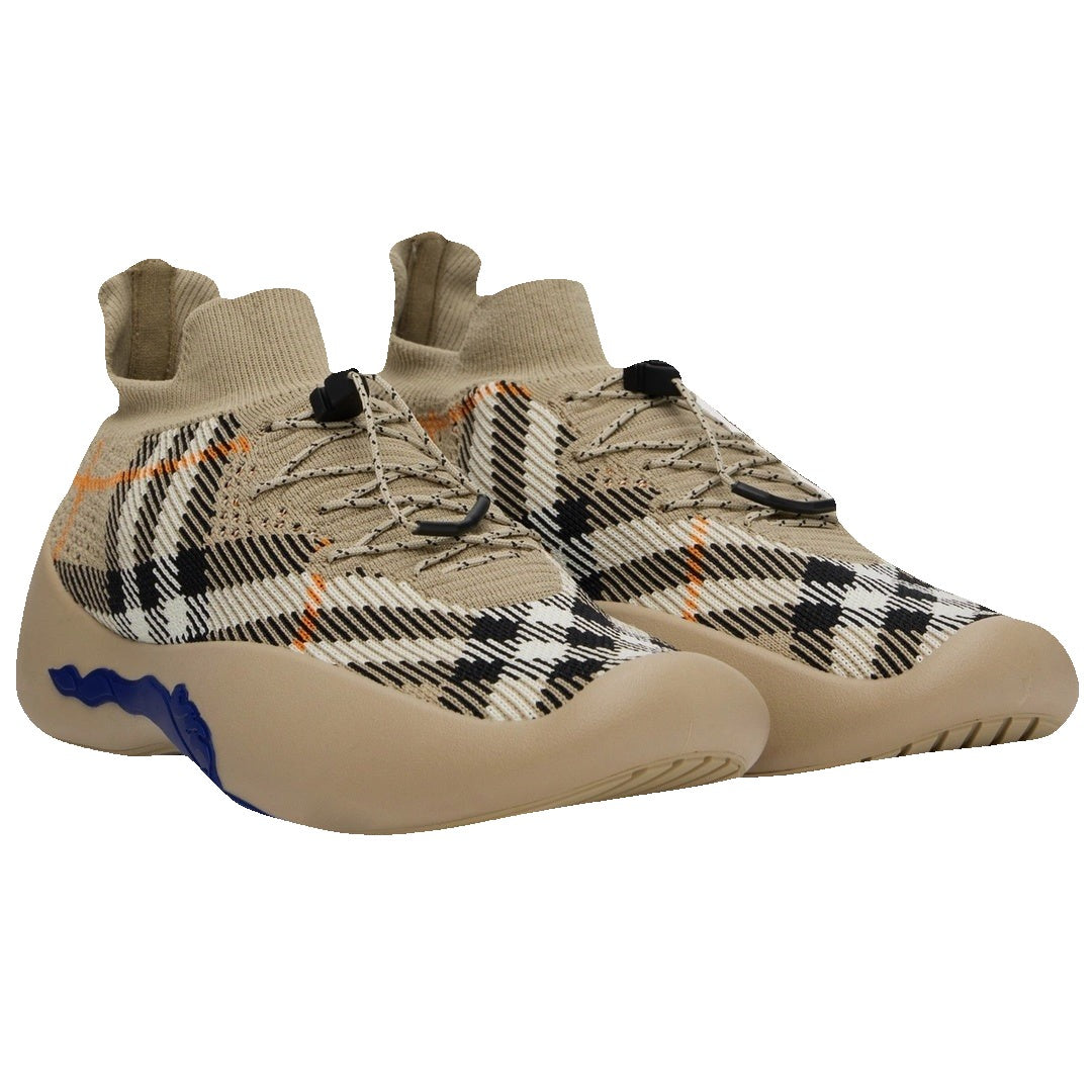 Burberry Check Knit Neptune Sneakers - Sand