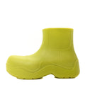 BOTTEGA VENETA PUDDLE RUBBER ANKLE BOOTS KIWI WHITE & TRANSPARENT
