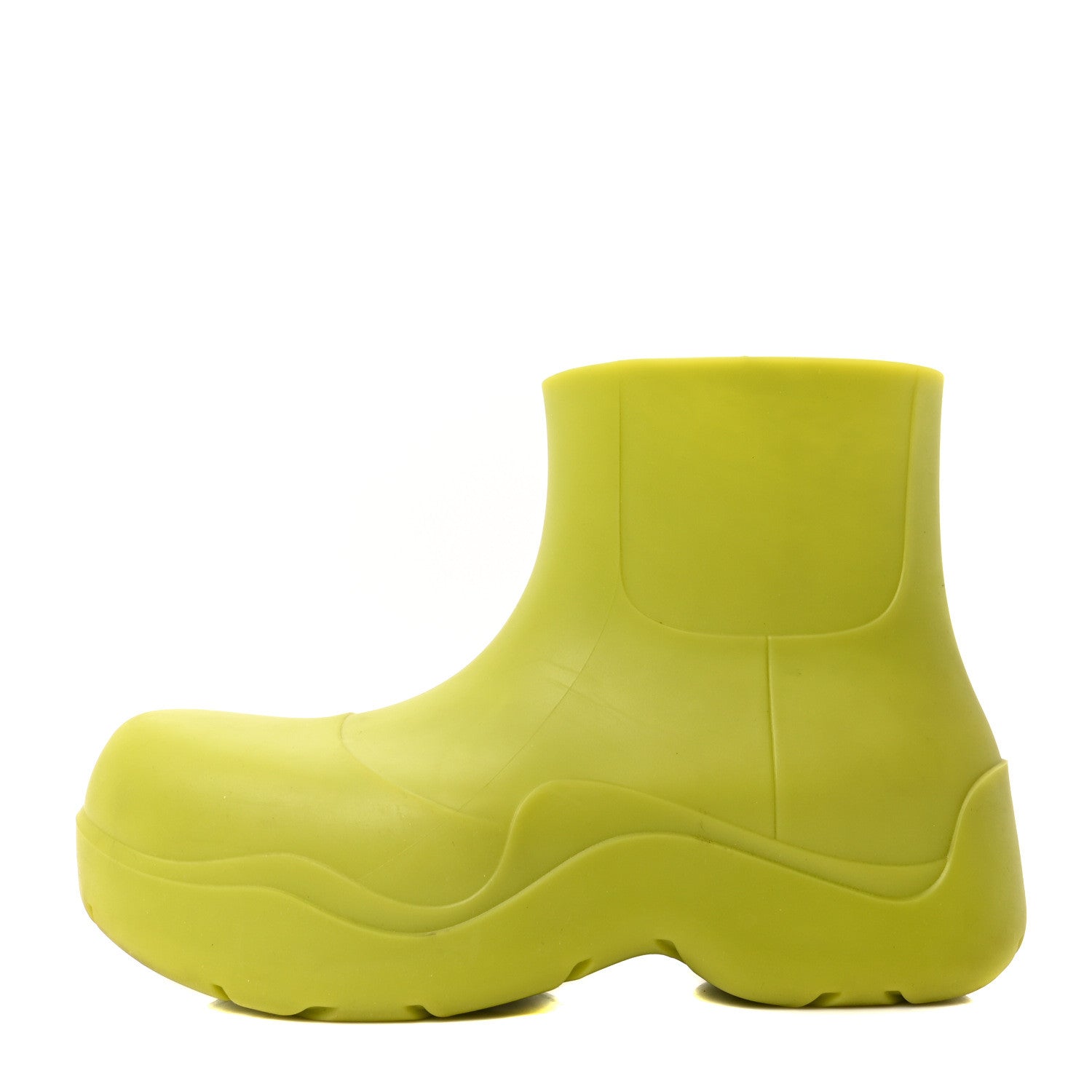 BOTTEGA VENETA PUDDLE RUBBER ANKLE BOOTS KIWI WHITE & TRANSPARENT