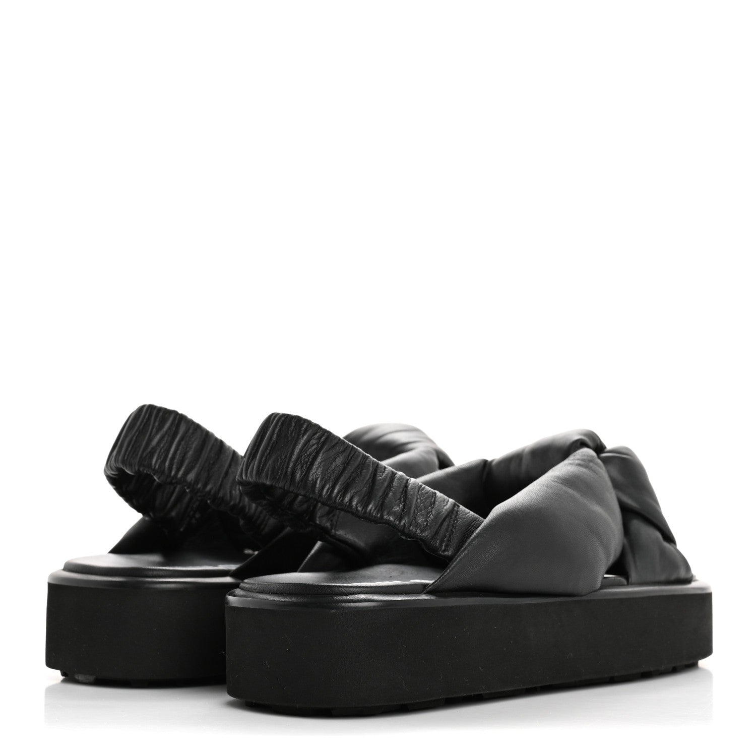 PRADA NAPPA LEATHER PLATFORM SANDALS BLACK