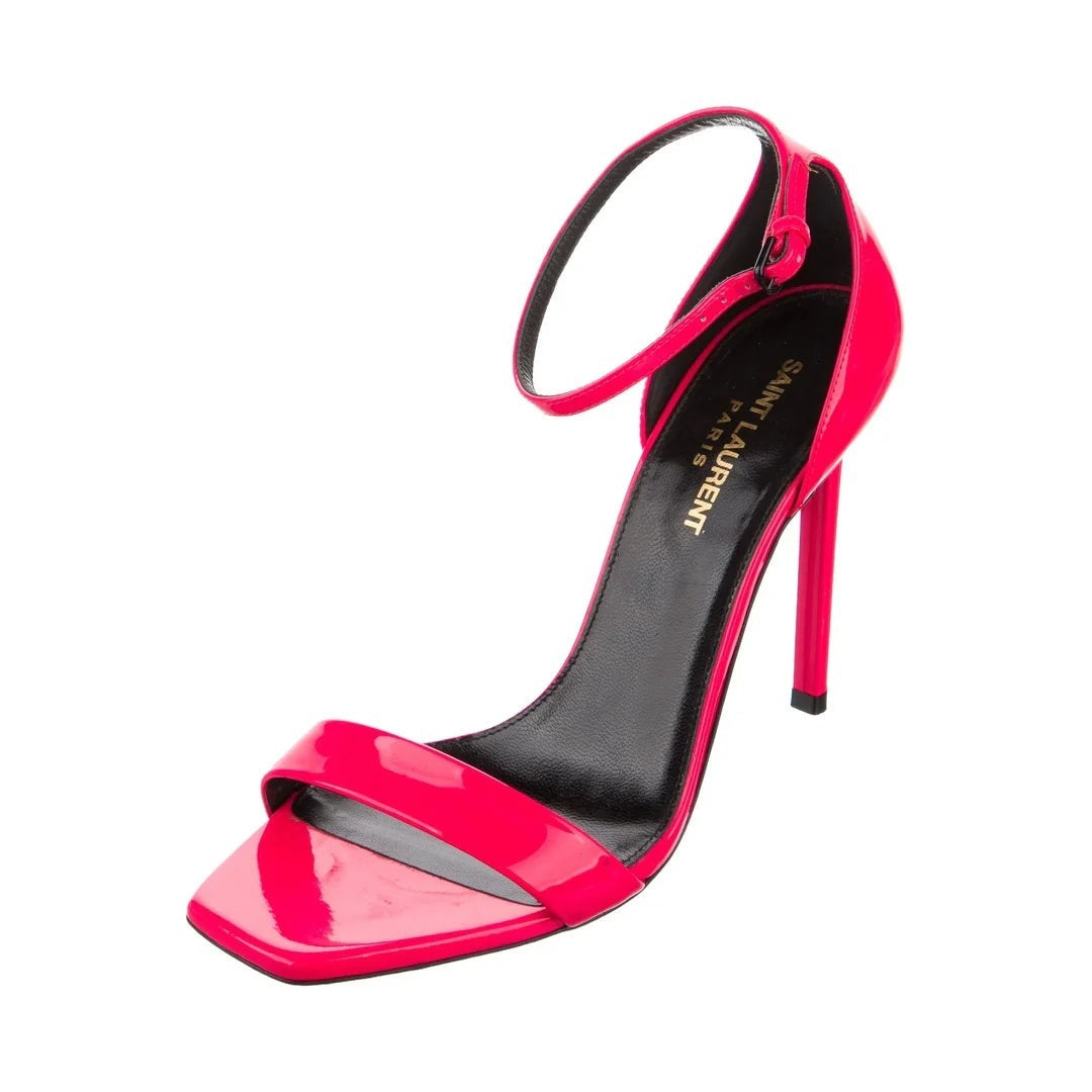 Saint Laurent Logo-Heel Sandals - Pink