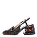 Fendi Jacquard FF Promenade Flatform Slide Sandal Tobacco Tortoise - Tortoise heel slingback